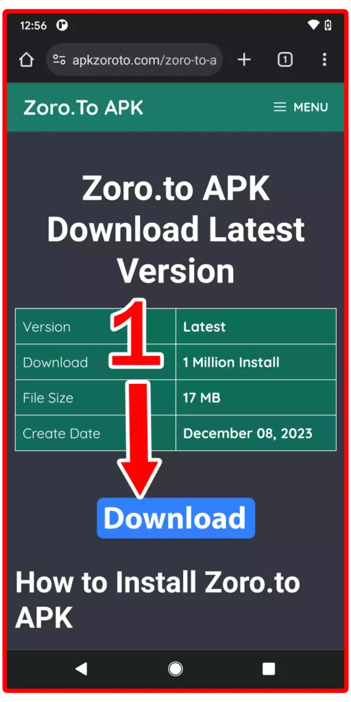 zoro to apk download step 1